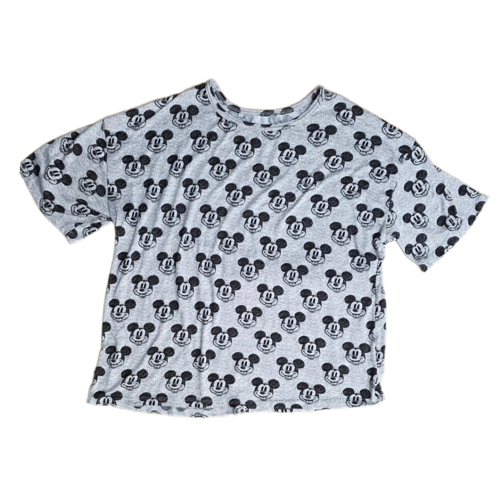 Disney 100 T Shirt Pajama Gray Women's Mickey Mouse Pattern Size XL (16-18) Soft